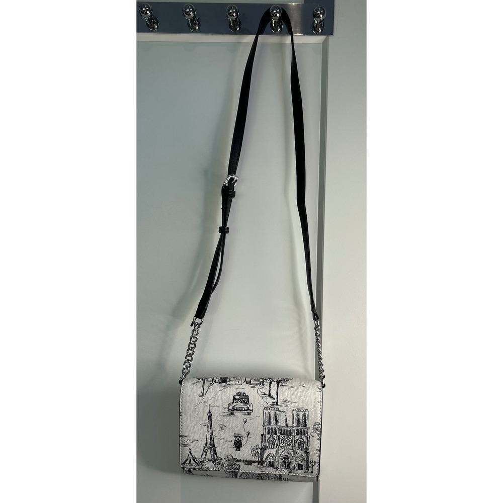 Karl Lagerfeld Paris‎ Crossbody Bag White Sketch Print Eiffel Tower Notre Dame